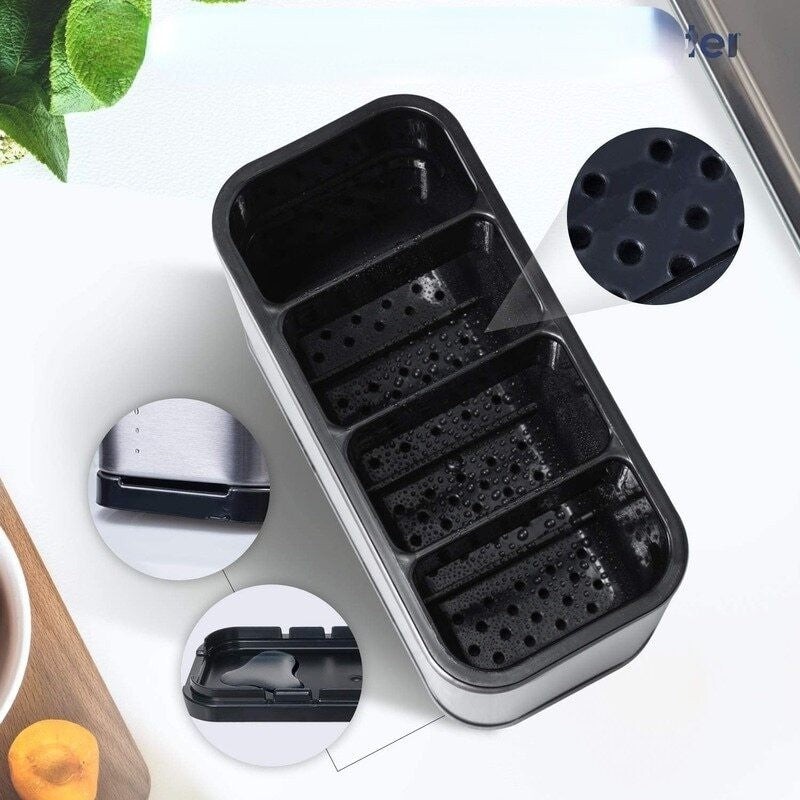 Organizator Tacâmuri Premium din Oțel Inoxidabil – 4 Compartimente pentru Bucătărie