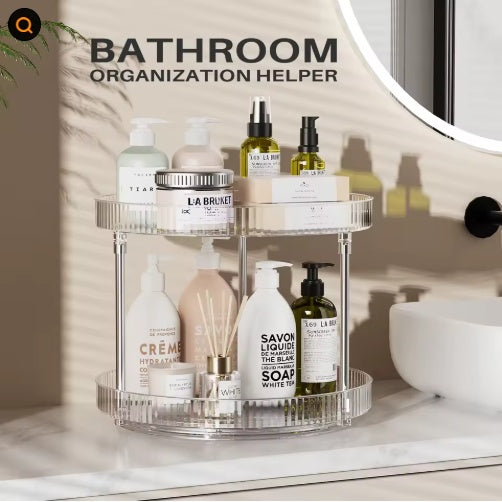 Organizator rotativ condimente cu 2 niveluri – raft rotativ pentru bucătărie