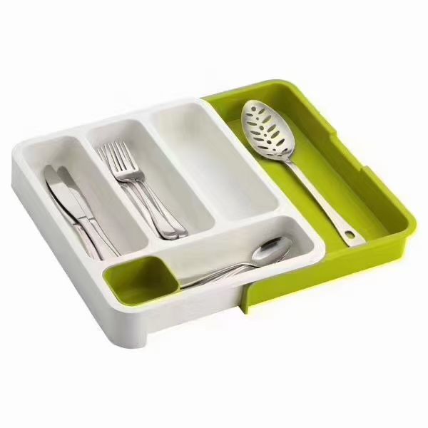 Organizator extensibil pentru sertar bucătărie – suport depozitare tacâmuri și accesorii
