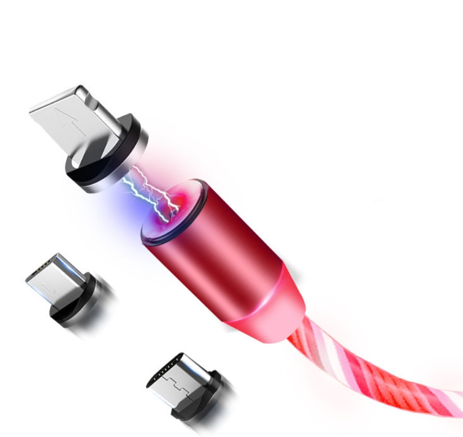 Cablu Magnetic LED pentru Telefon – Încărcare Rapidă iPhone, Android și Type-C