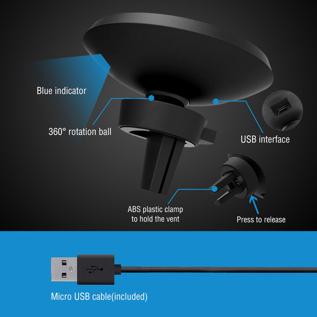 Încărcător auto wireless magnetic Qi cu suport telefon