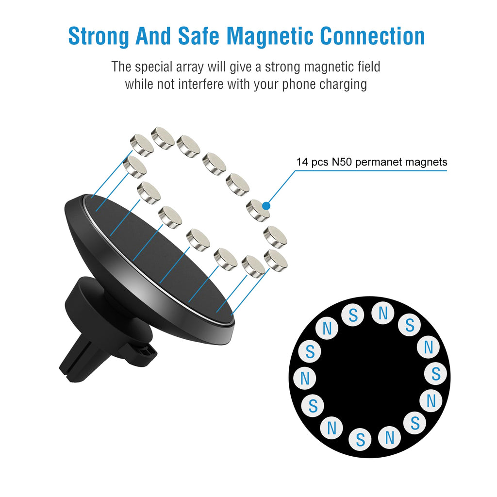 Încărcător auto wireless magnetic Qi cu suport telefon