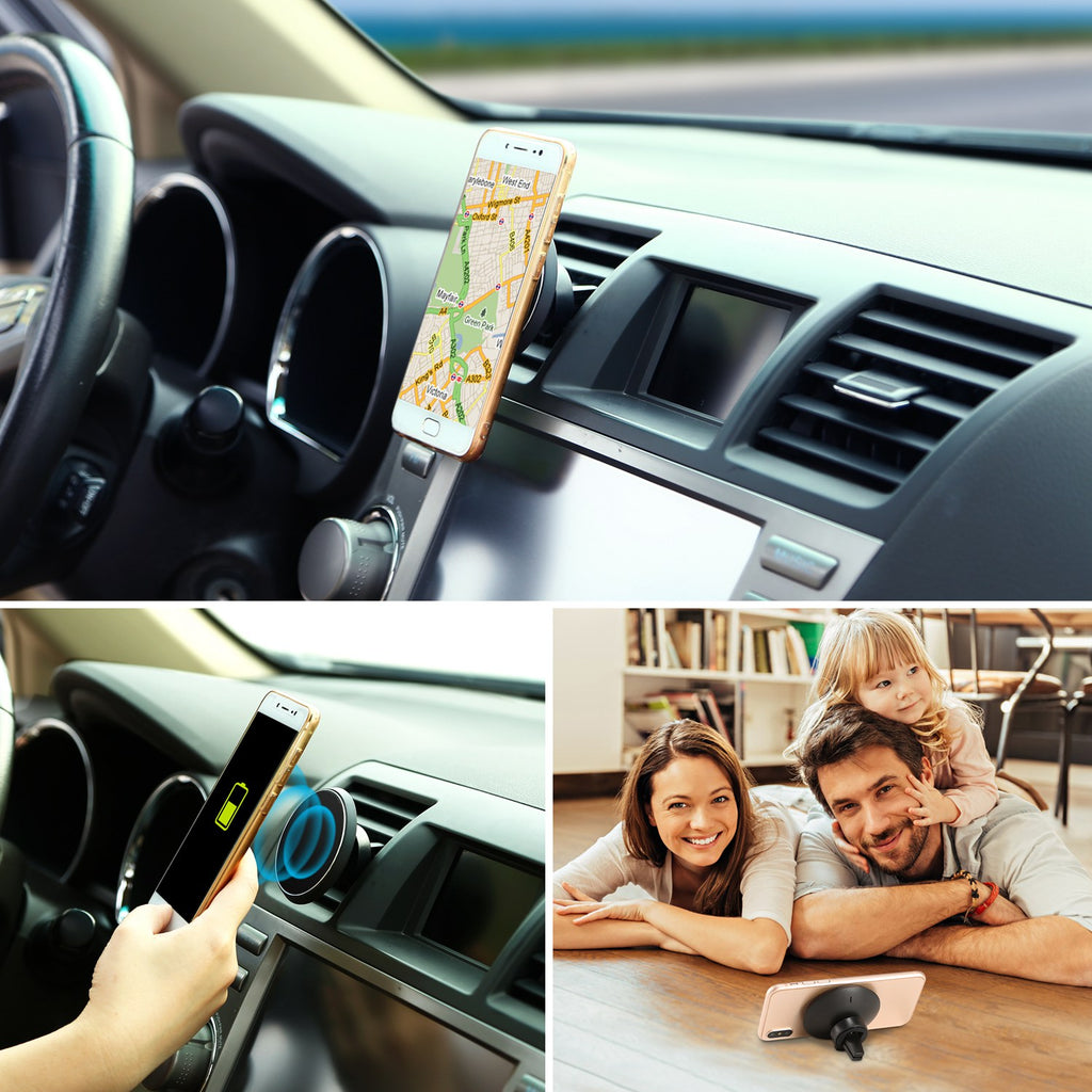 Încărcător auto wireless magnetic Qi cu suport telefon