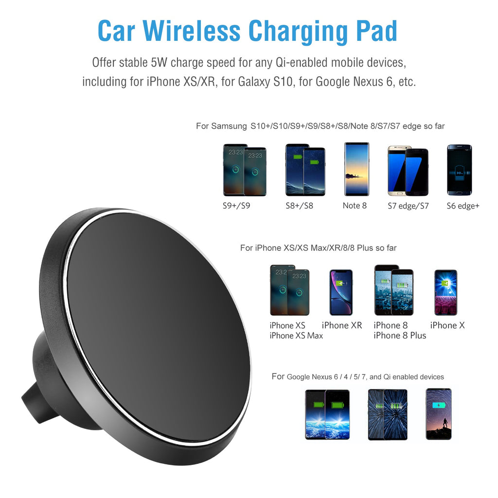 Încărcător auto wireless magnetic Qi cu suport telefon