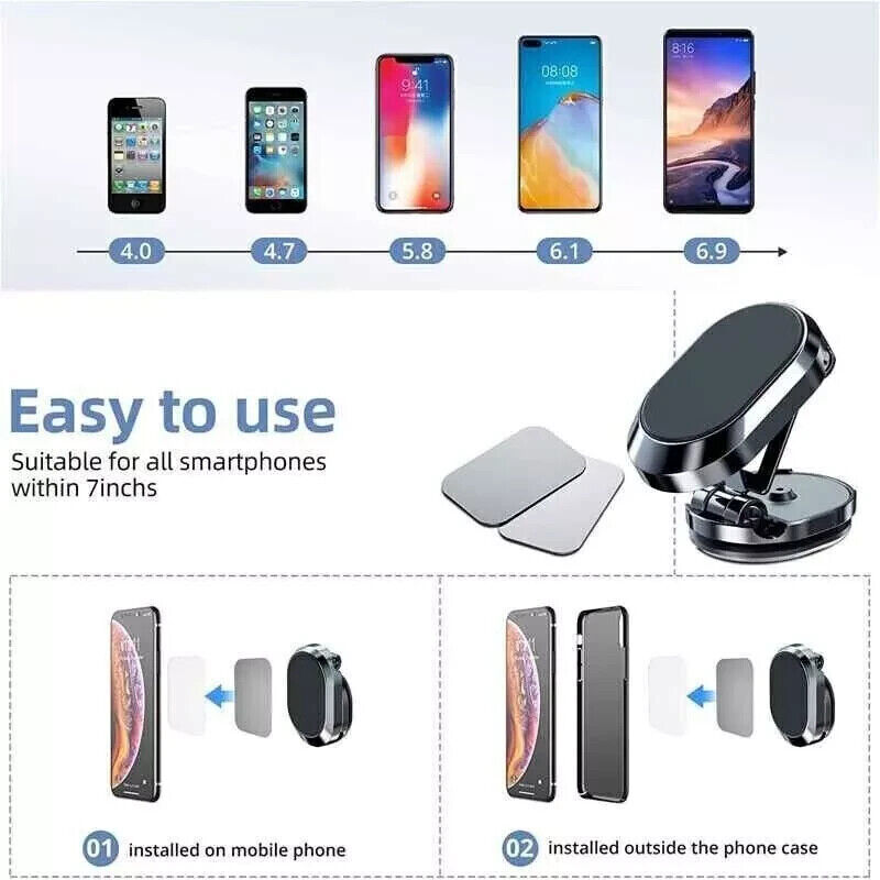 Suport auto magnetic pliabil pentru telefon – rotire 360°