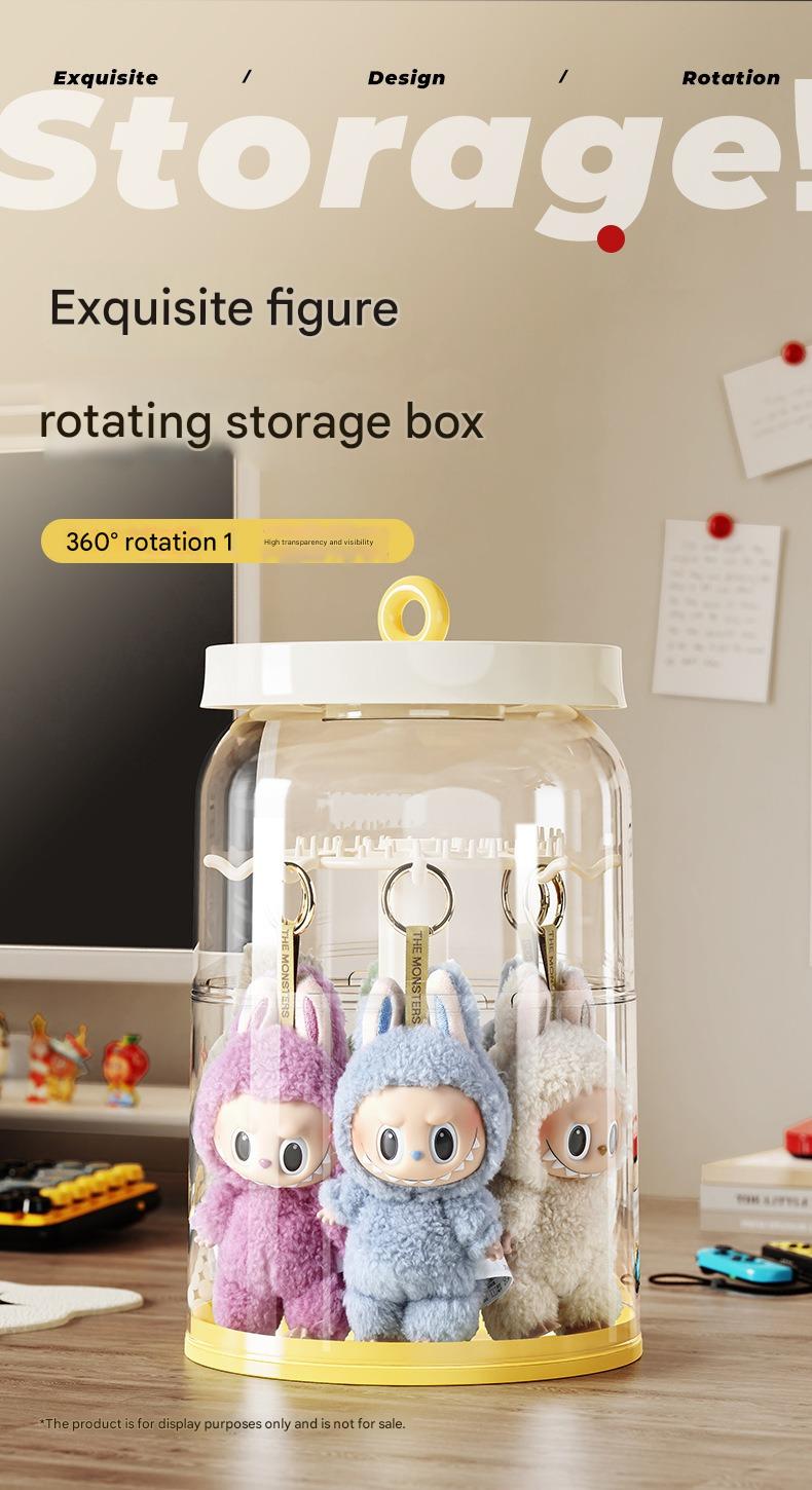 Cutie rotativă transparentă pentru păpuși de pluș – Display cu protecție praf