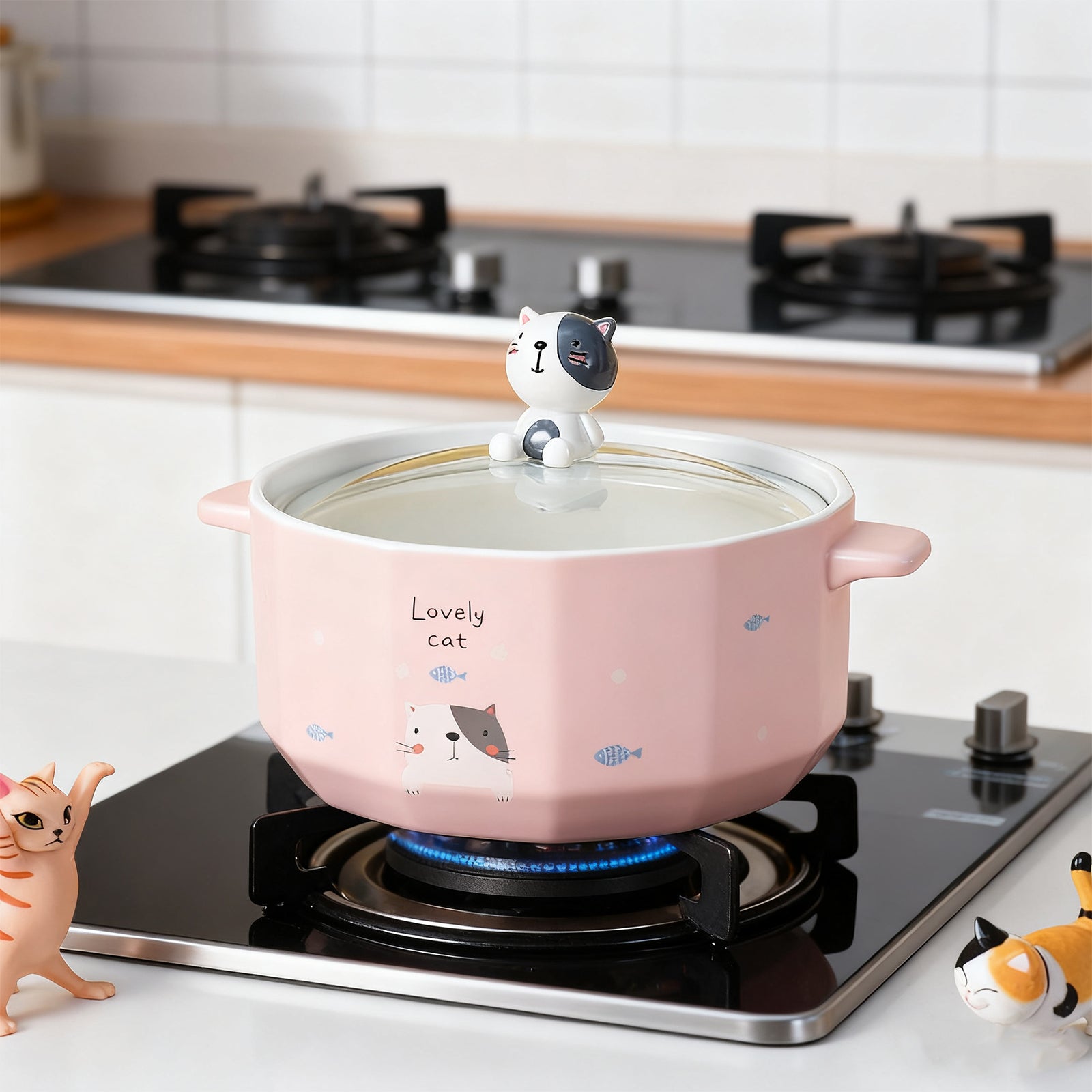 Bol pentru tăiței în formă de pisică 850 ml – Bol ceramic kawaii pentru ramen și supă