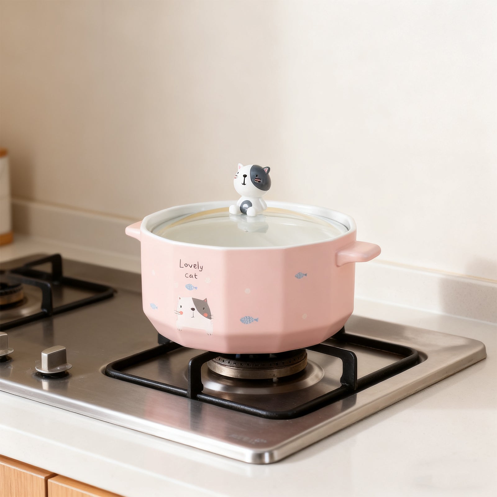 Bol pentru tăiței în formă de pisică 850 ml – Bol ceramic kawaii pentru ramen și supă