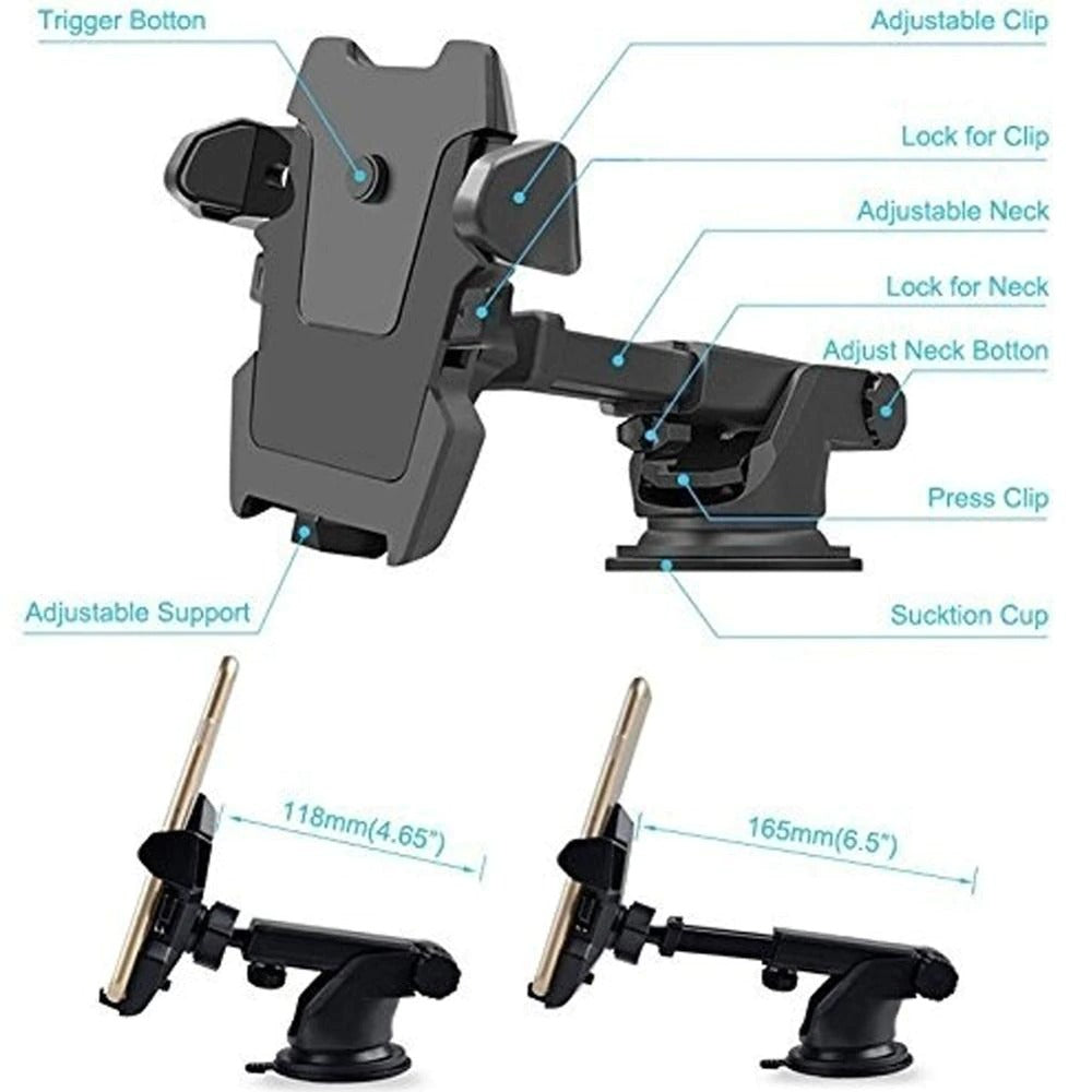 Suport auto telefon cu ventuză reglabilă 360° universal