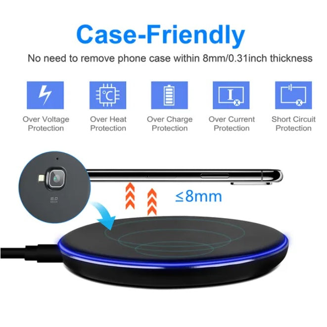 Încărcător wireless Qi 5W ultra subțire – suport încărcare telefon