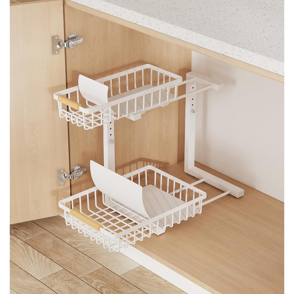 Raft organizator sub chiuvetă metalic 2 niveluri reglabil